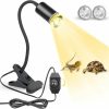 Reptiles & Amphibian QLPOWER | Reptile Heat Lamp, Clip On Heat Lamp For Hermit Crab, Snake, Lizard, Tortoise And Aquatic Turtle Basking Light With Clamp, Uv Tank Lamp For Bird, Small Animal & Terrarium, With Dimmer & 2 Bulbs 50W