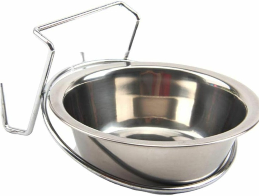 Reptiles & Amphibian POPETPOP | Hanging Water Bowl For Dog Cage - 13Cm Stainless Steel Dog Bowl Dog Food Bowl Dog Crate Bowl With Hook Cat Water Bowl Hanging Pet Bowl For Dogs Cats, Size M