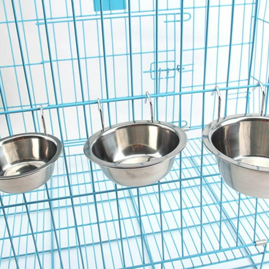 Reptiles & Amphibian POPETPOP | Hanging Water Bowl For Dog Cage - 13Cm Stainless Steel Dog Bowl Dog Food Bowl Dog Crate Bowl With Hook Cat Water Bowl Hanging Pet Bowl For Dogs Cats, Size M