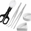 Reptiles & Amphibian Yitaocity | Yitaocity 5In1 Reptile Feeding Tongs Cricket Clamp Bug Scooper + 2X Tweezers +2X Reptile Water Food Dish Bowl For Hamsters, Lizard, Spider, Bearded Dragon (White Bowl)