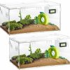 Reptiles & Amphibian Barydat | Barydat 2 Pcs Acrylic Reptile Terrariums 15.3\" X 9.7\" X 7.6\" Tarantula Enclosure Hermit Crab Tank Cage Jumping Spider Habitat Small Insect Breeding Box With Temperature Hygrometer For Lizard