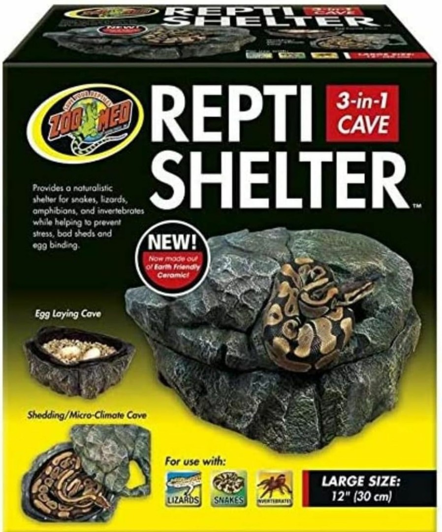 Reptiles & Amphibian Croci | Zoo Med Reptile Shelter 3 In 1 Cave, Large