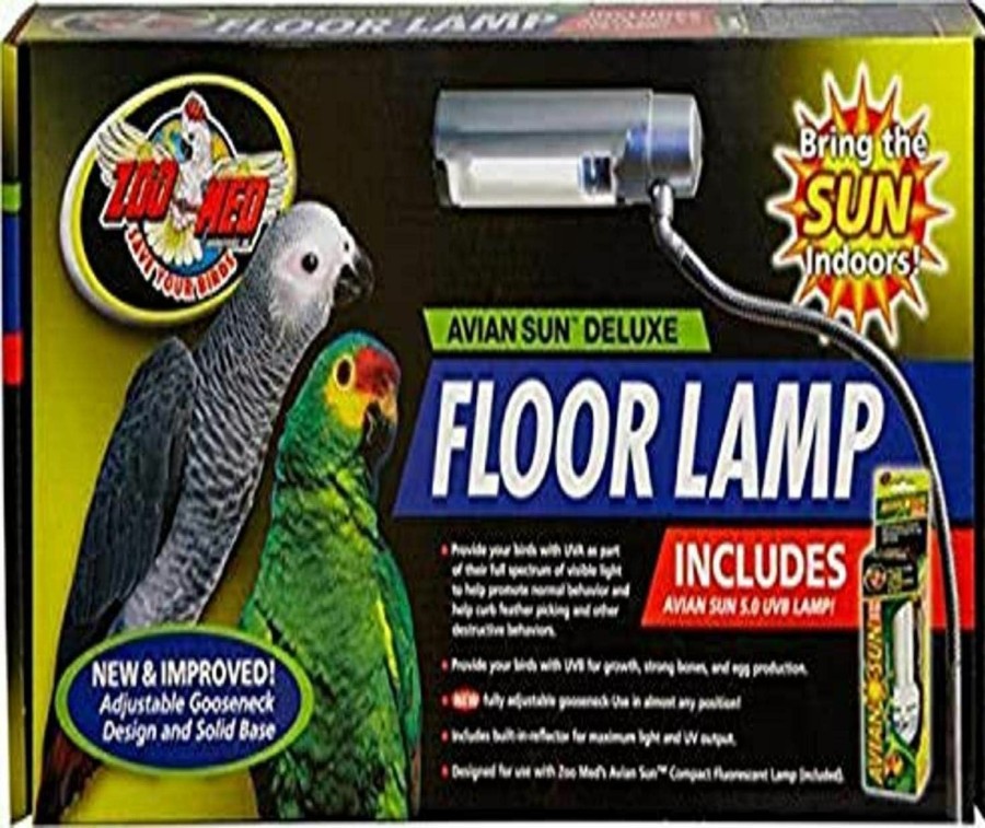 Reptiles & Amphibian Zoo Med | Zoo Med Labs Aviansun Deluxe Floor Lamp With Aviansun,Silver,3.4 X 11.5 X 22.5\"