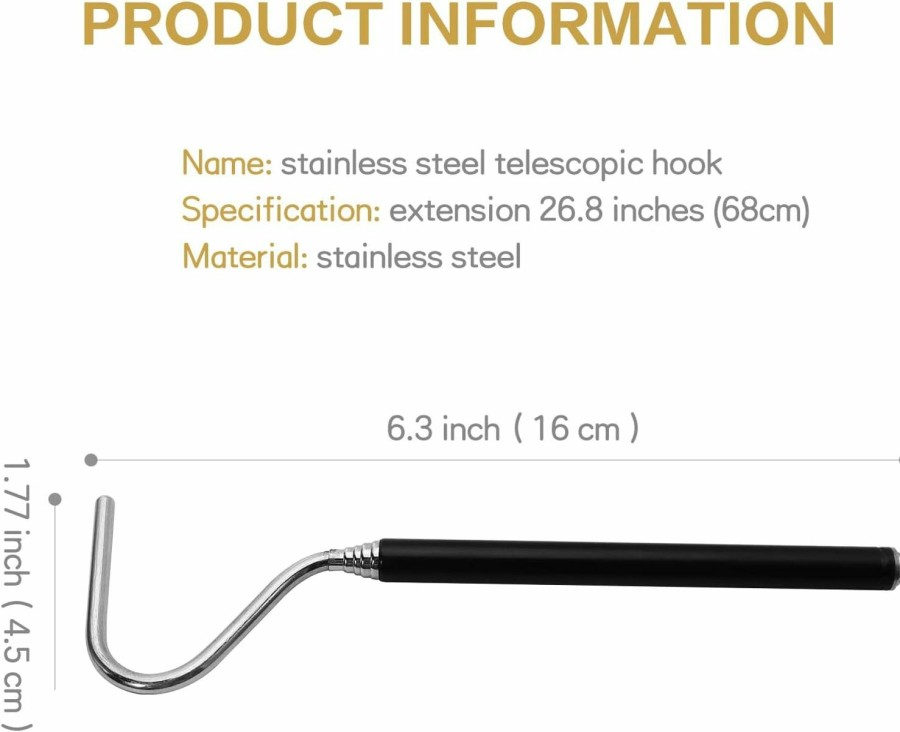 Reptiles & Amphibian CONSIO | Consio Retractable Reptile Hook, Portable Mini Snake Hook Collapsible Stainless Steel Snake Tool, And Snake & Reptile Hook Retractable Catching Snake Handling Tool