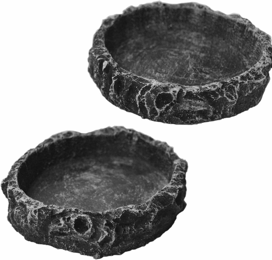 Reptiles & Amphibian OperSeven | 2 Pack Reptile Water Dish Reptile Water And Food Bowls Reptile Feeding Dish,Breadworm Feeding For Leopard Gecko Lizard Spider Scorpion Chameleon (2Pcs Round)