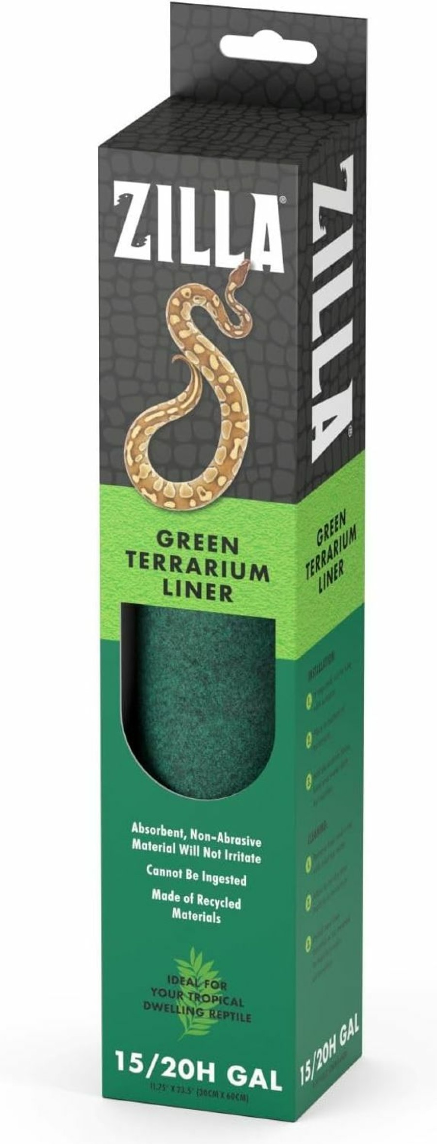 Reptiles & Amphibian Zilla | Zilla Reptile Terrarium Floor Liners Green 20L/29/37 Gallon, 11.75\" X 29.5\"